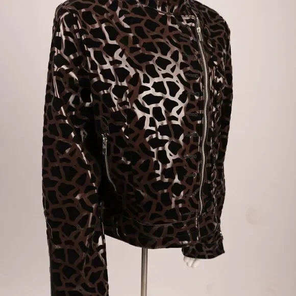 UBU BIKER Coat Animal Giraffe MOTO JACKET FLOCKED - Picture 5 of 7